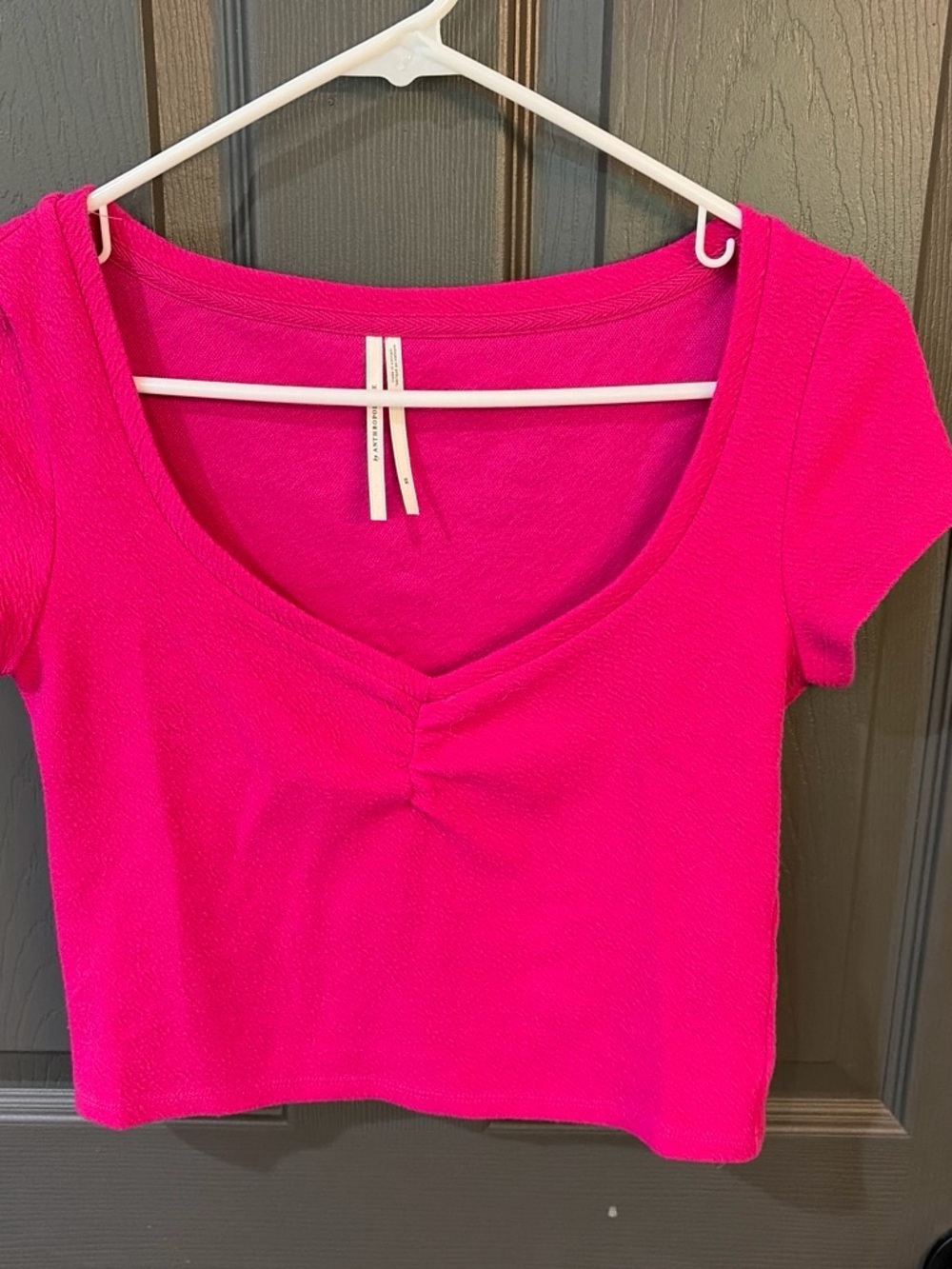 Anthropologie Hot Pink Scoop-Neck Cropped Top